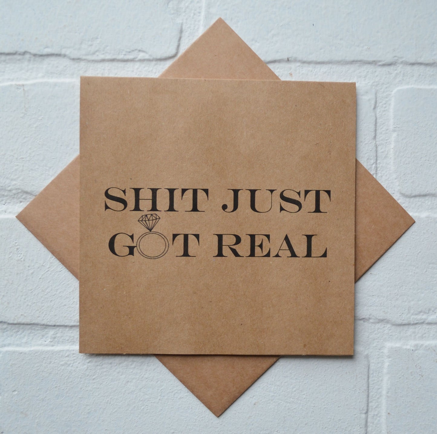 Sh*t just got real engagement card | wedding card | congratulations on your engagement | funny engagement kraft card congrats shit got real