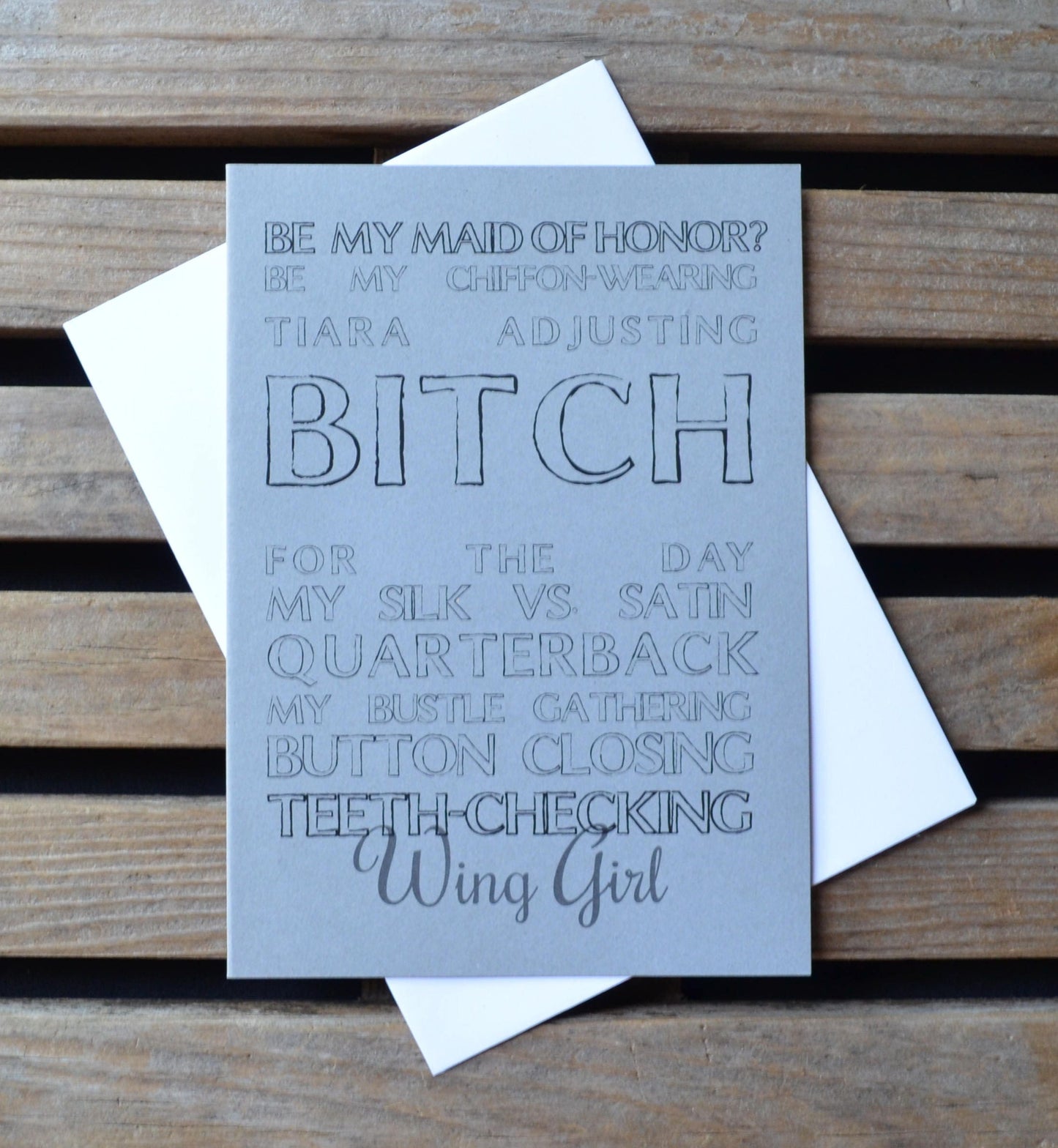Silk vs Satin bridesmaid proposal cards | wedding party invite