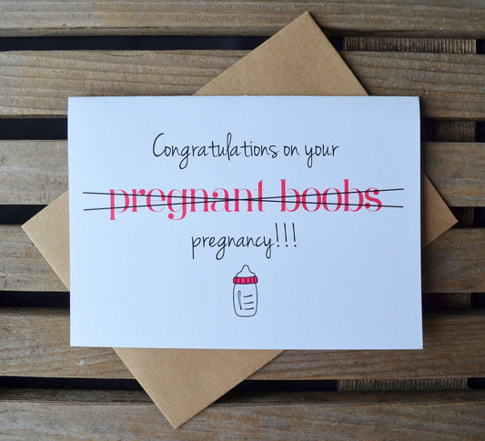 Congratulations on your pregnant boobs (pregnancy) | new baby cards | expecting parents | congrats