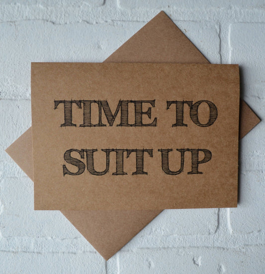 Time to suit up | Officiant Proposal Card | Wedding Party Invite