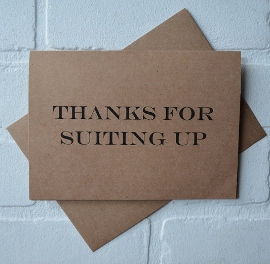 THANKS for SUITING UP groomsman thank you card | wedding thank you | wedding party thank you card | bridal party thank you | suit up cards