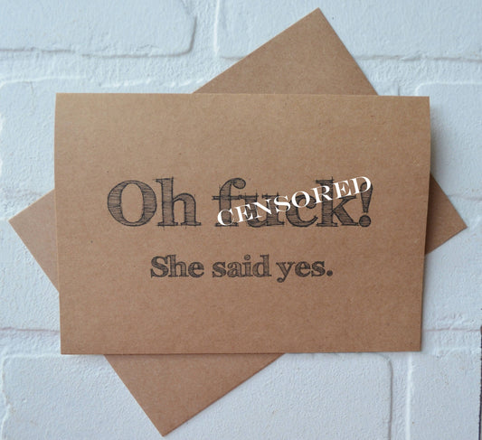 OH fuck she said YES | groomsmen proposal cards | wedding party invite