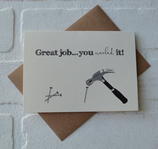 Great job you NAILED IT card congrats card congratulations card friendship card winner card rustic note card stationary good job well done