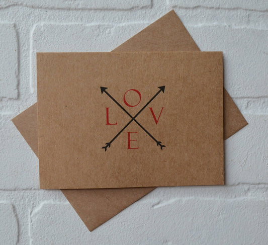 LOVE card ARROW love card kraft card blank inside card love arrow cards anniversary card valentines day card birthday card thank you cards