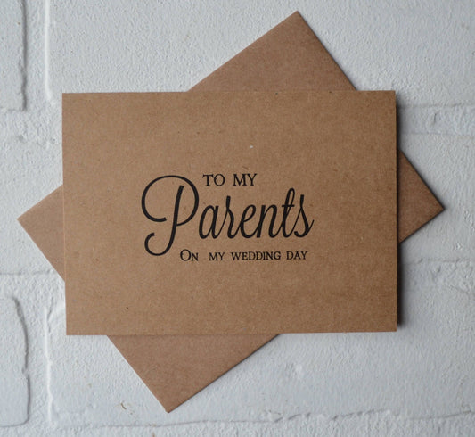 To my PARENTS wedding day card thank you parents card kraft thank you card parents wedding cards on my wedding day parents thank you cards