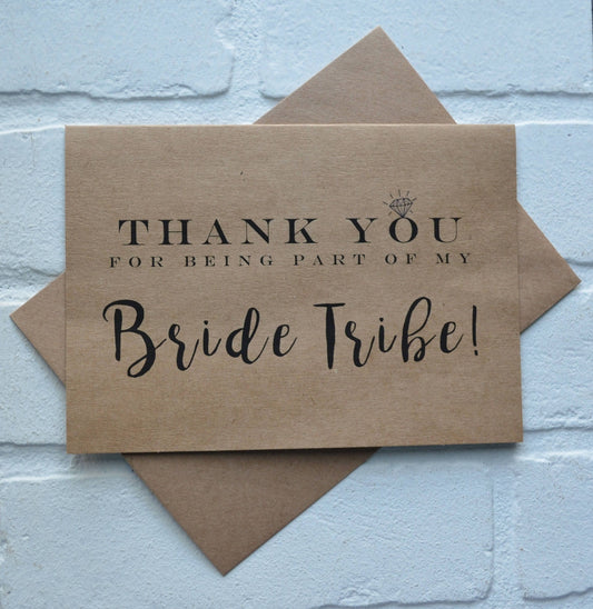 thank you for being part of my BRIDE TRIBE wedding party card | thanks | bridesmaid gift | maid of honor gifts | bridal party | flower girl