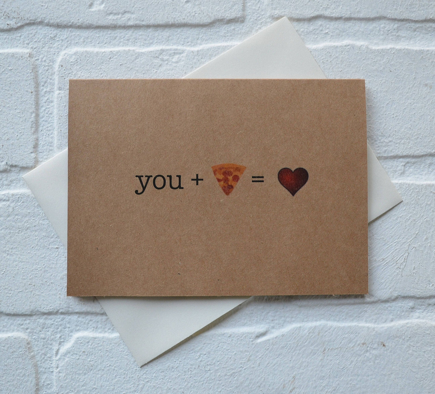 You Plus PIZZA equals love Funny card Romance Card anniversary card love cards just because card funny watt cards valentines day kraft cards