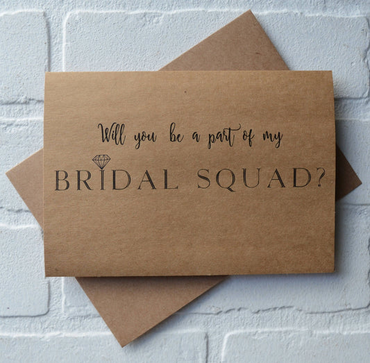 Will you be part of my bridal squad | bridesmaid proposal card | wedding party invite