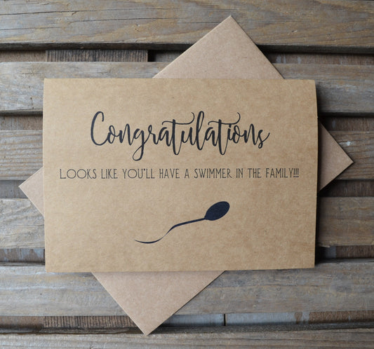 Congratulations looks like you'll have a swimmer in the family | new baby card | expecting parents | congrats