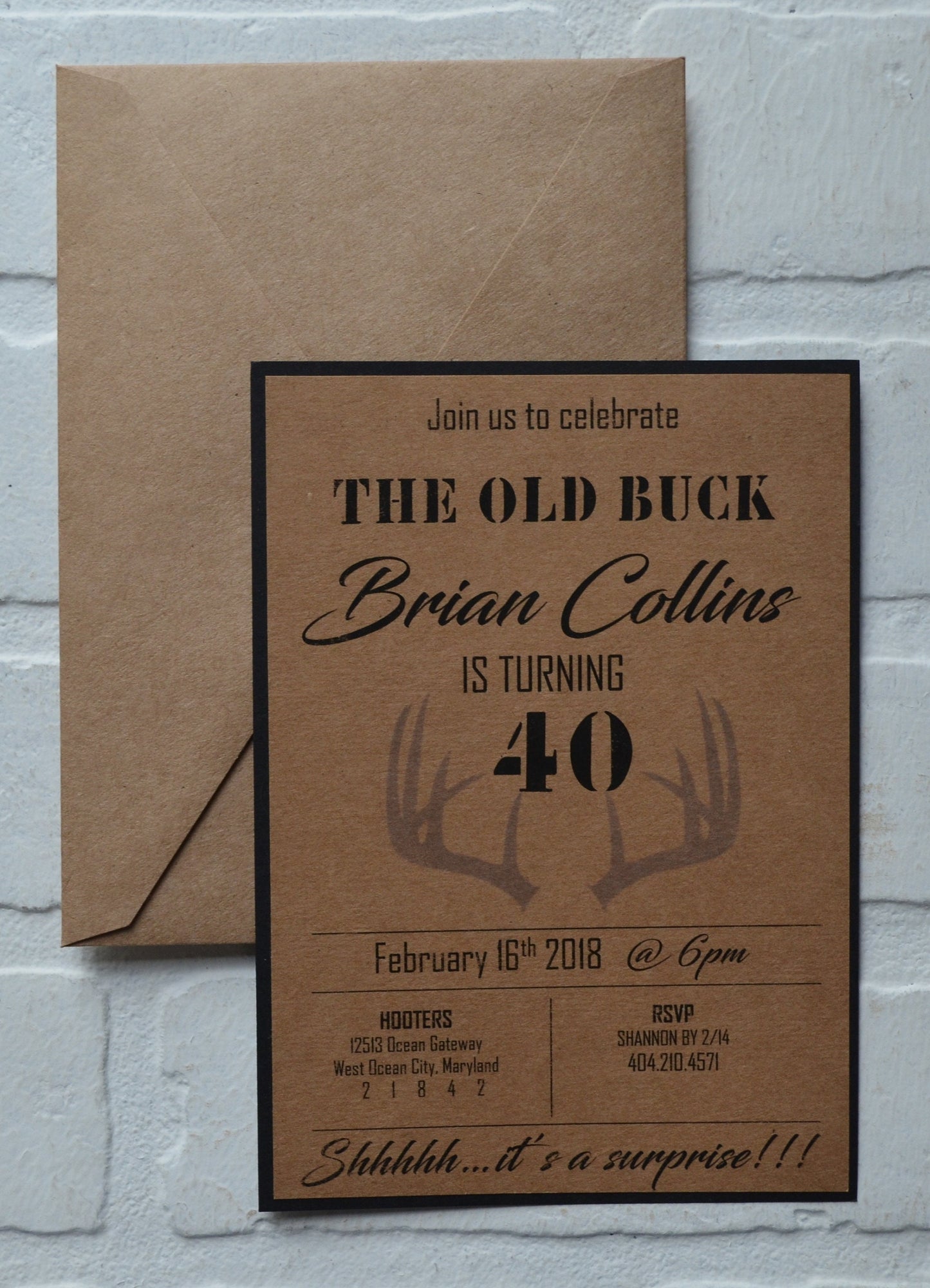 The OLD BUCK is turning 30 40 50 hunting birthday invitation birthday party invite hunter birthday over the hill birthday kraft rustic bday