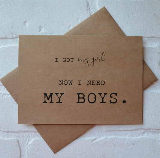 I got my GIRL now I need MY BOYS groomsmen proposal cards | wedding party invite