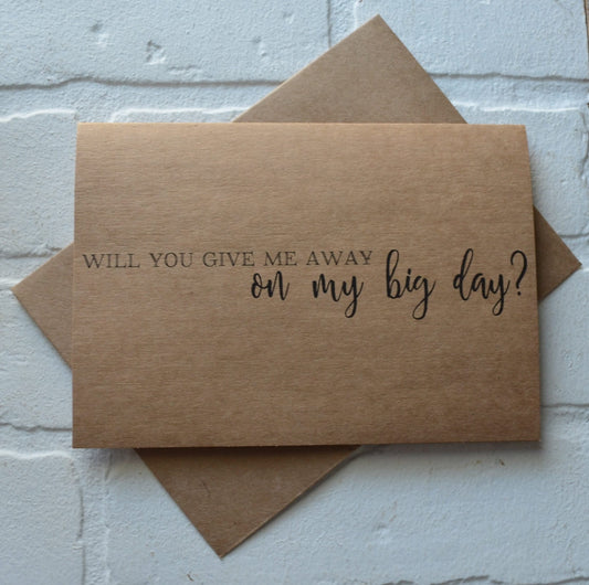 will you GIVE ME AWAY on my big day kraft father card best friend card give me away cards uncle brother friend special day give me away