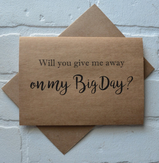 will you GIVE ME AWAY on my big day kraft father card best friend card give me away cards uncle brother friend special day give me away