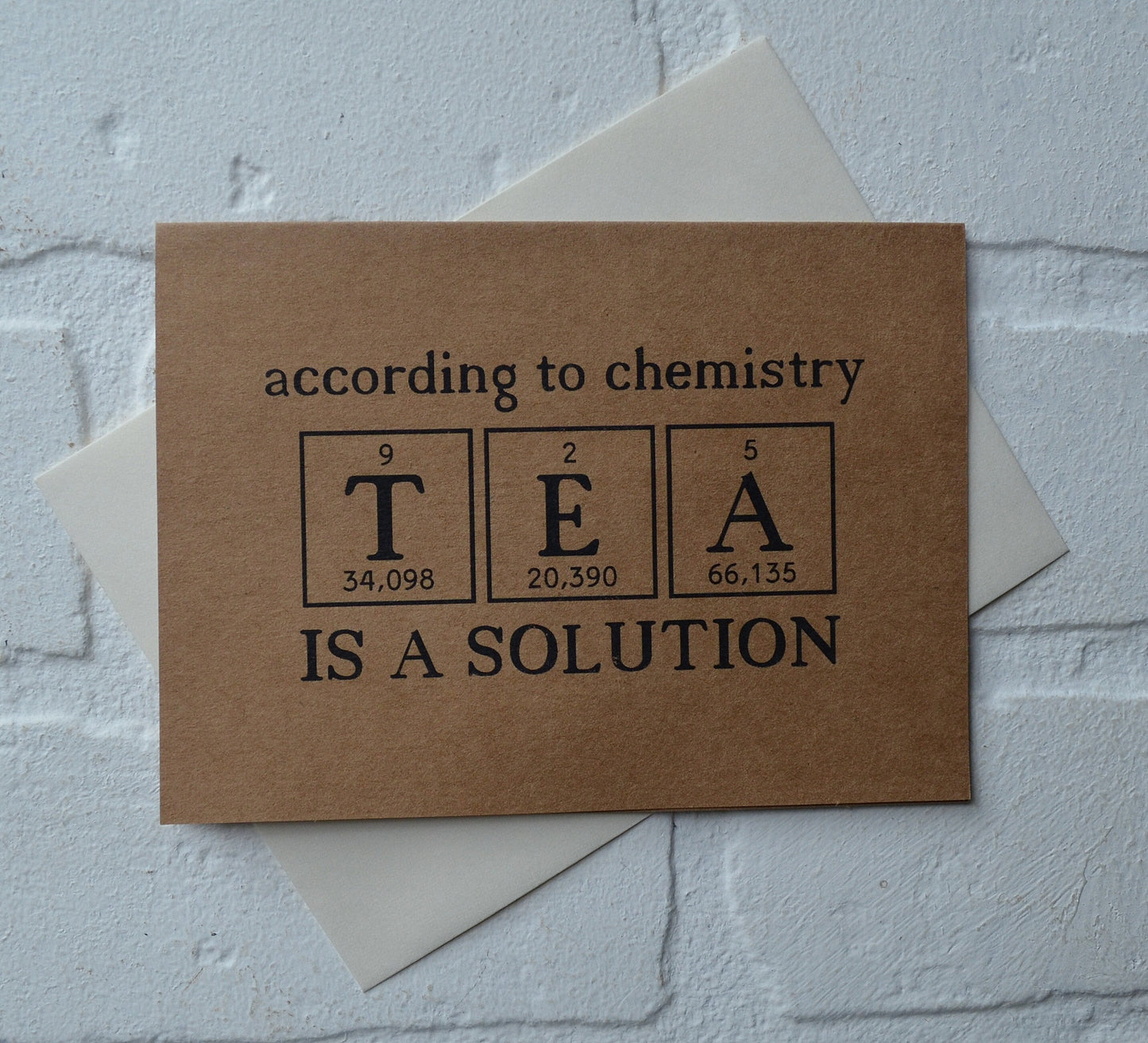 According to chemistry tea is a solution | funny greeting card | caffeine lover