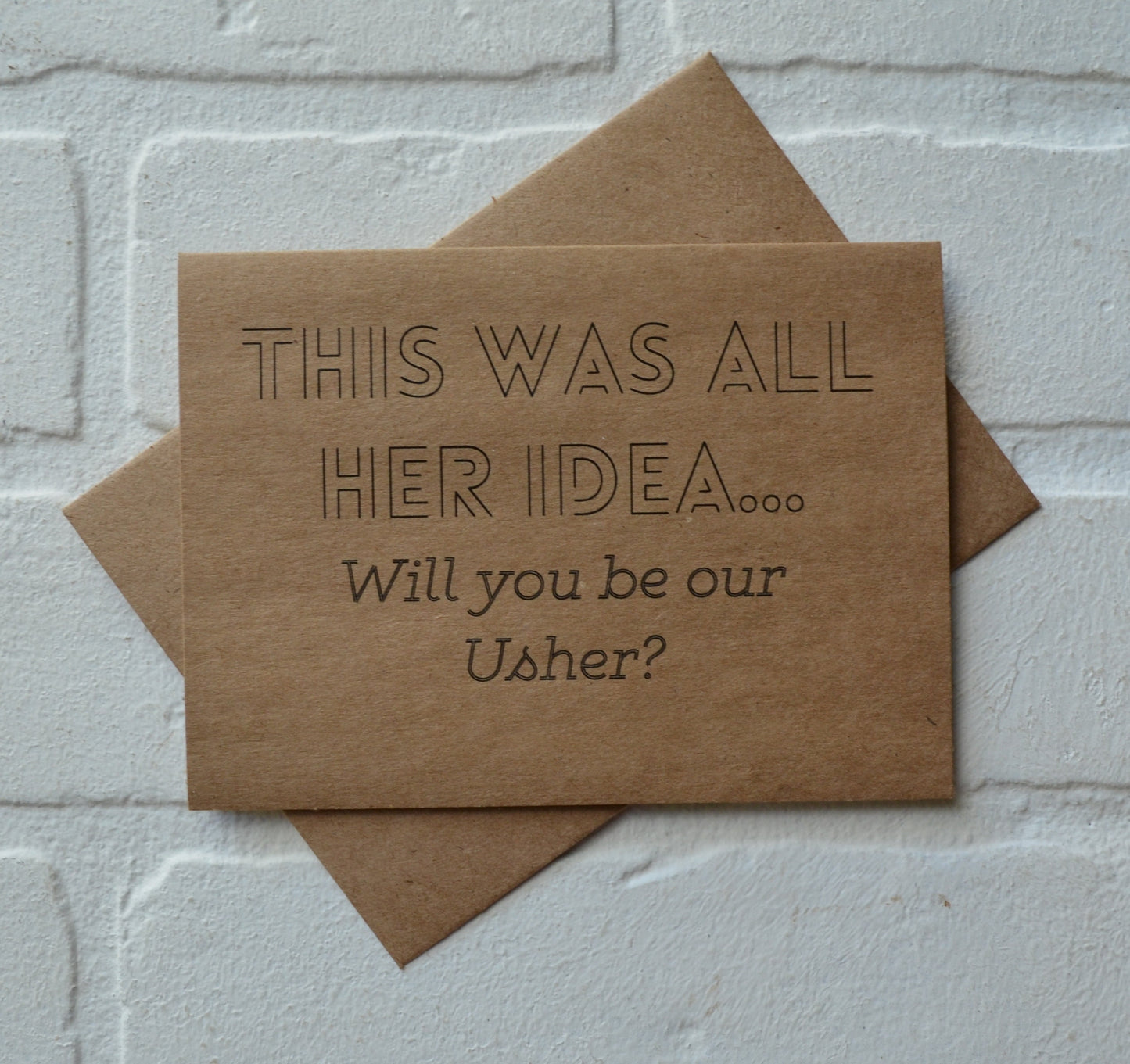 This was all her idea | groomsmen proposal cards | wedding party invite