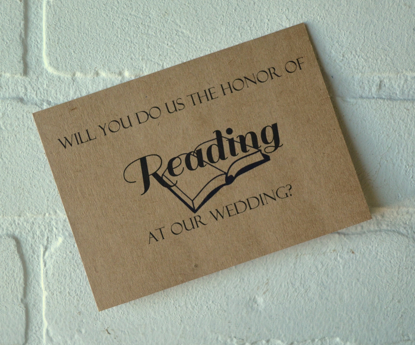 will you do us the honor of READING at OUR WEDDING reader card will you be our reader kraft card wedding card bridal proposal cards lector