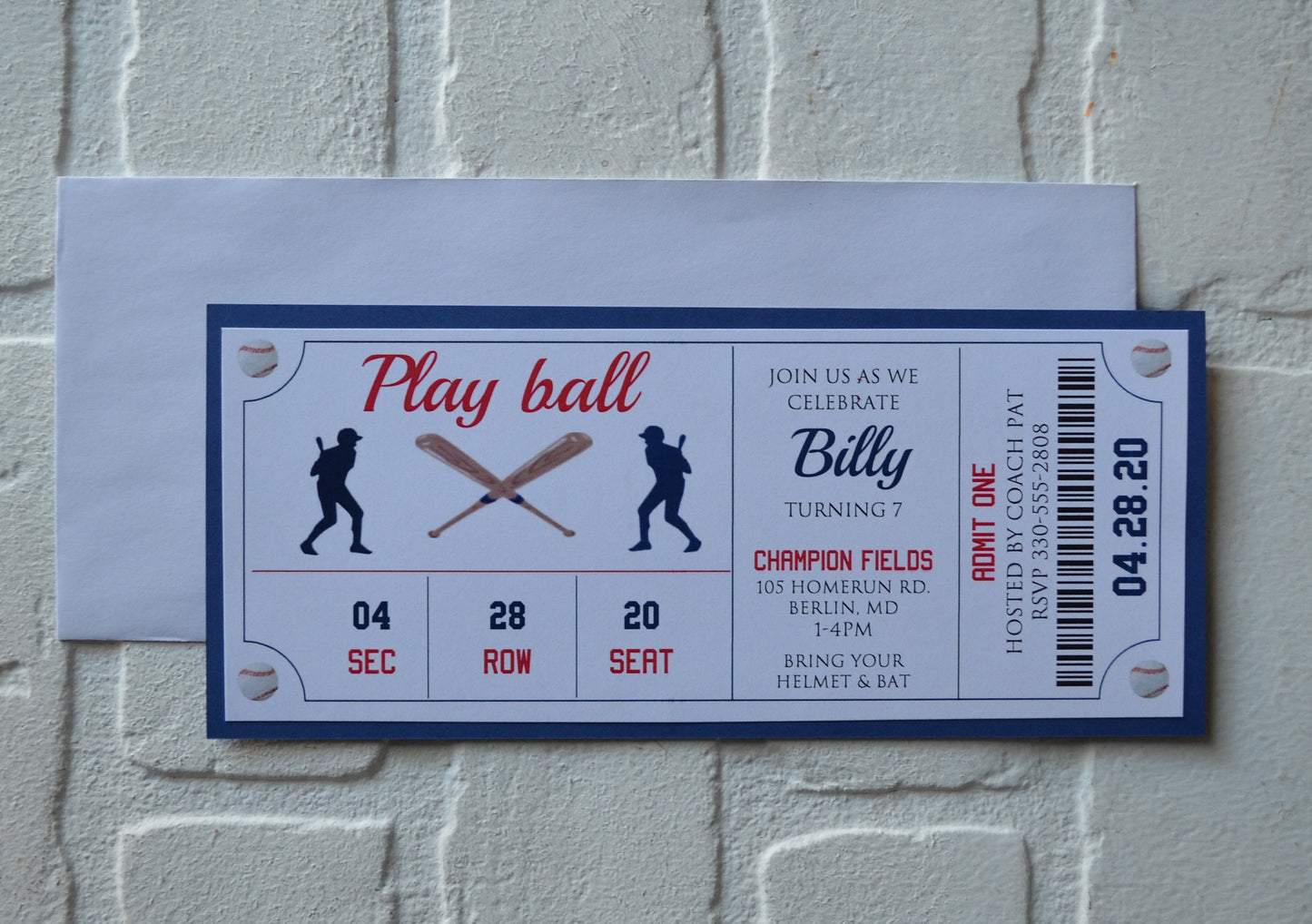 BASEBALL Ticket invite | baseball theme | Birthday Party boy party | invitation popcorn |  ball game birthday party girl birthday invitation