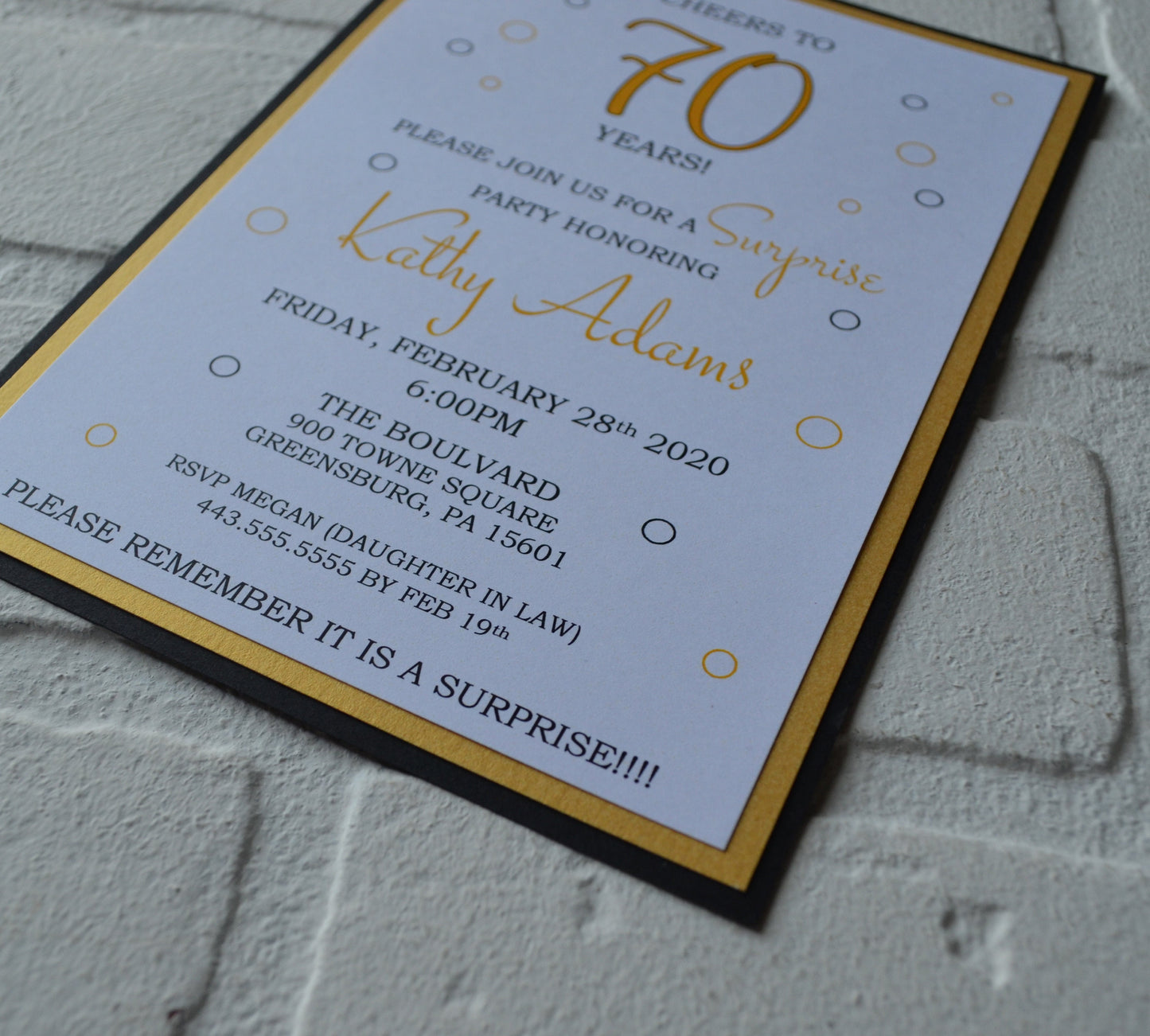 CHEERS to 70 YEARS birthday party invitations | surprise birthday invite | 40 50 60 70 years | black and gold invite | happy birthday invite