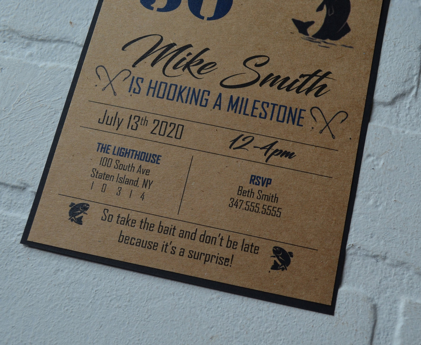 REELING in the BIG 50 fishing birthday invitation | bday party invite | fishing man | over the hill | kraft rustic | fisherman | 50th 60th