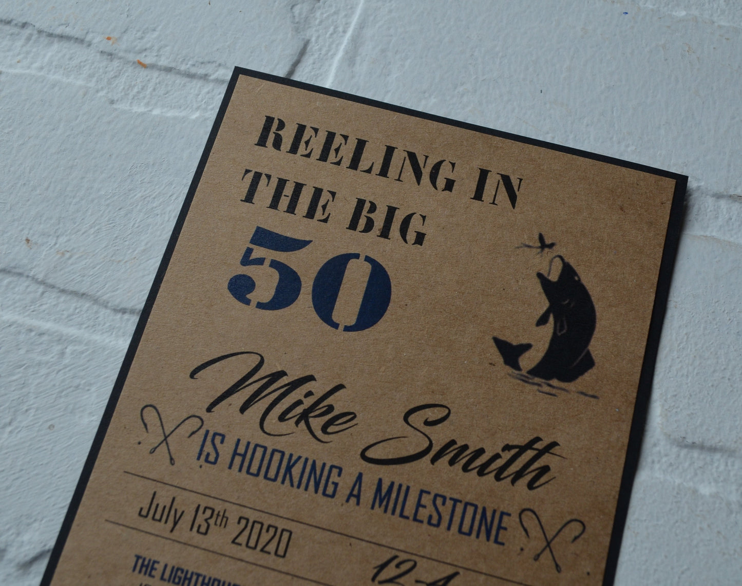 REELING in the BIG 50 fishing birthday invitation | bday party invite | fishing man | over the hill | kraft rustic | fisherman | 50th 60th