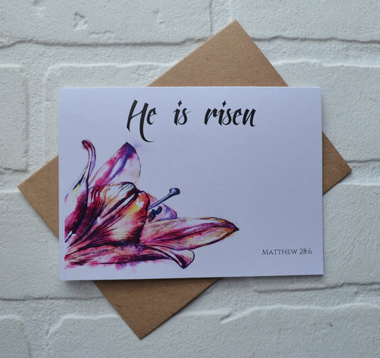 He is risen | Happy Easter | Religious Greeting Card