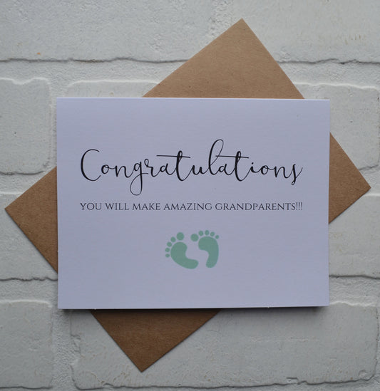 Congratulations you will make amazing grandparents | new baby card | expecting grandparents | congrats