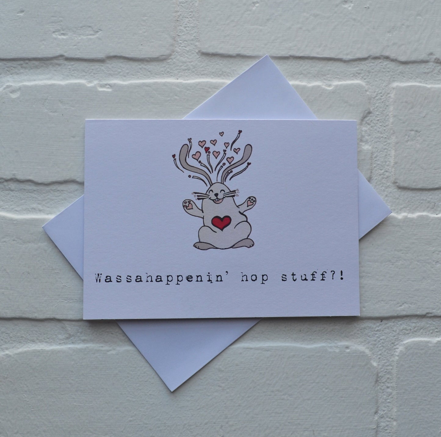 Wassahappenin' hop stuff | Funny Greeting Card | Bunny Pun