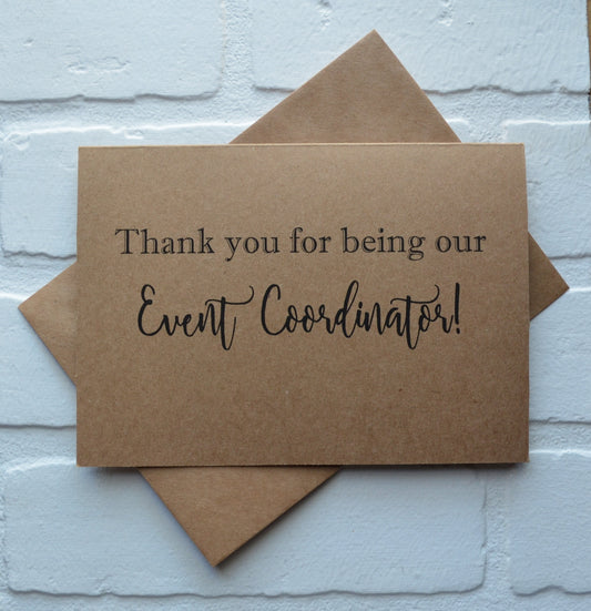 Thank you for being our event coordinator | wedding thank you card