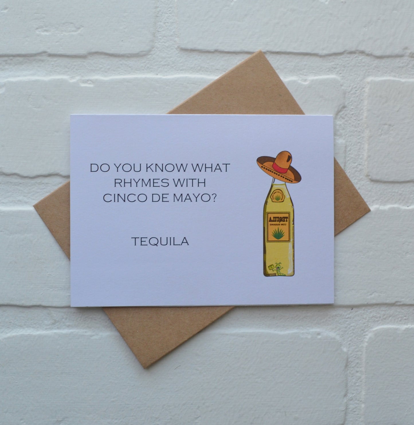 Do you know what rhymes with Cinco de Mayo - tequila | Happy Cinco de Mayo | holiday greeting card