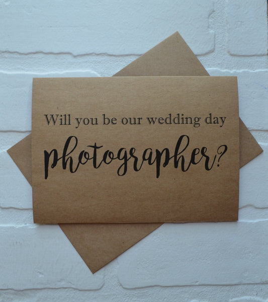 will you be our WEDDING DAY PHOTOGRAPHER greeting card | photographer | bridal card | capture our memories | wedding pictures | proposal