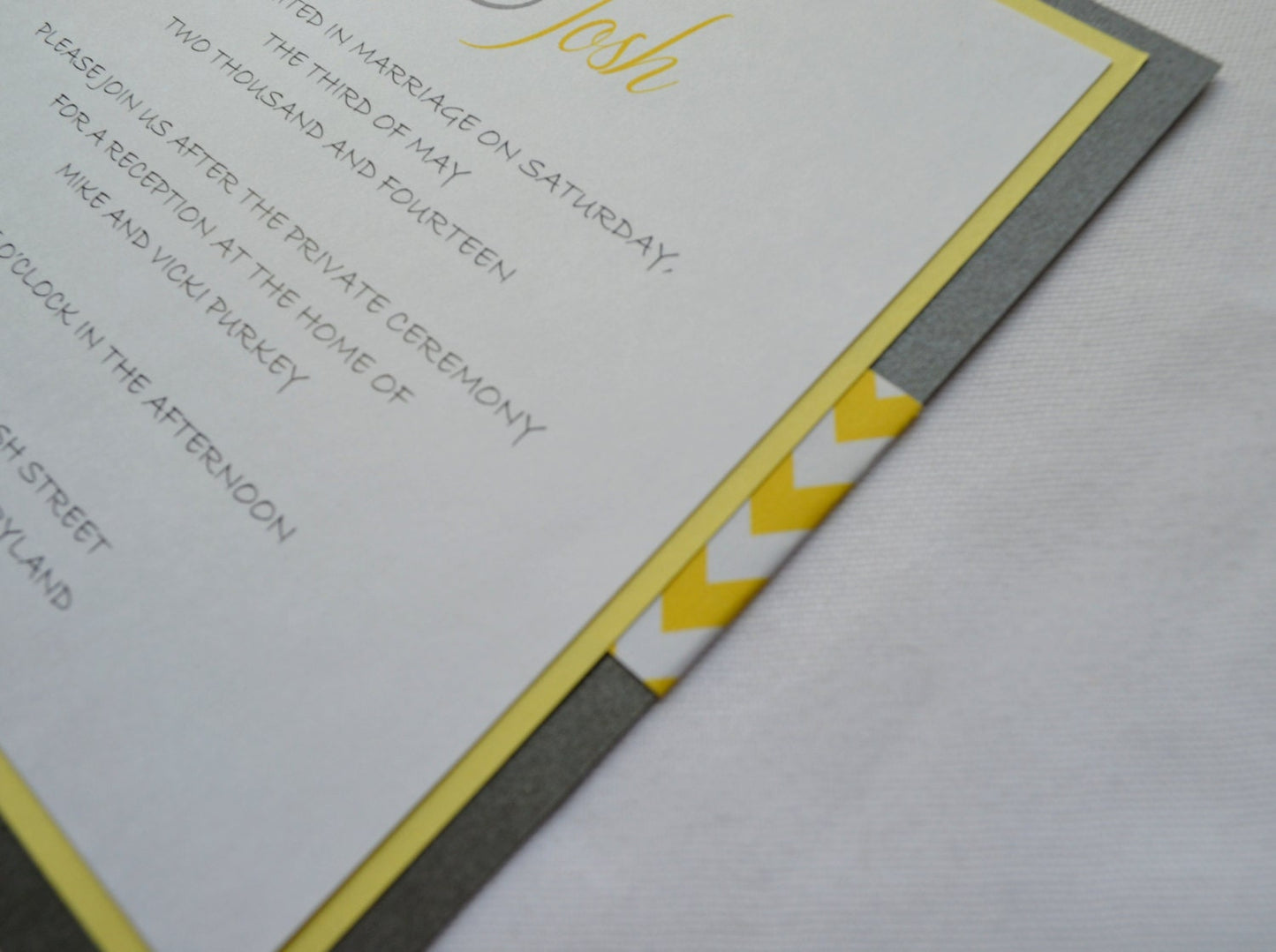 Chevron Style Wedding Invitation Set of 75 grey yellow square invite modern wedding invitation chevron invitation set yellow chevron wedding