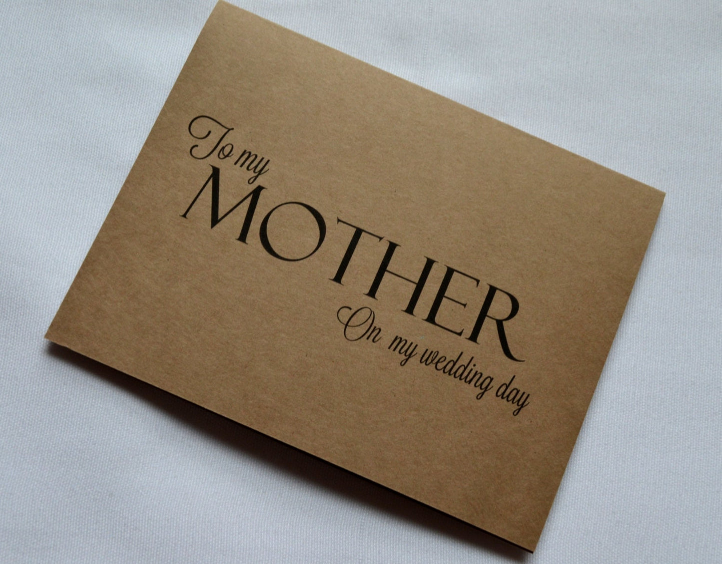 To my MOTHER on my WEDDING day card | thank you cards | kraft thanks | day of wedding gifts | parents | mom | step-mom | parent gift | bride