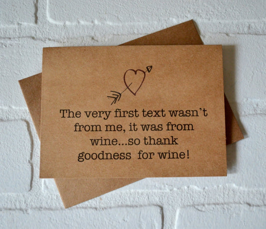 WINE TEXTING funny love card | thank goodness for wine | drunk texting card | anniversary card | wino card | wine lover gift card | wine